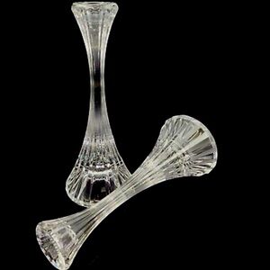 MIKASA CANDLE HOLDER PARK LANE 2PC CHRYSTAL GLASS 8”